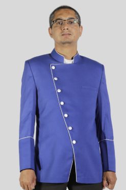 Clergy Jackets Blue for Mens with Double Breasted Look