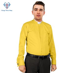 Clergy Shirt Golden with Roman Collar & French Cuffs