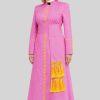 Consecrated Women's Pink Cassock with Golden Trim
