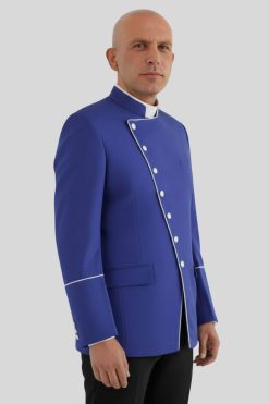 Clergy Jackets Blue for Mens with Double Breasted Look