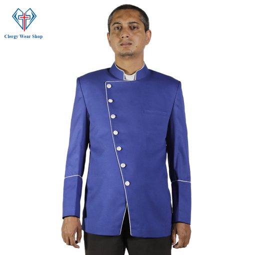 Men’s Double-Breasted Clergy Jacket in Royal Blue