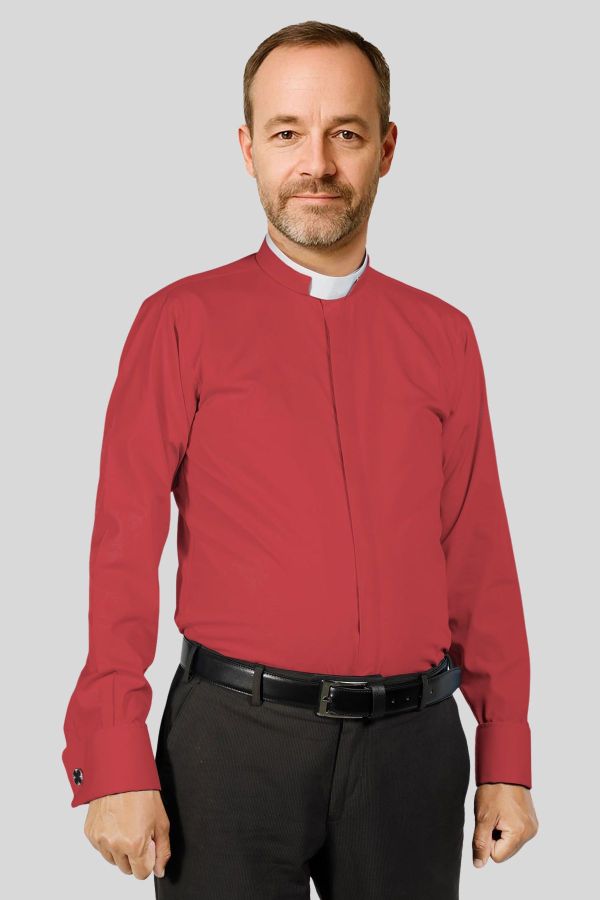 Ministerial Red Clergy Shirt for Men