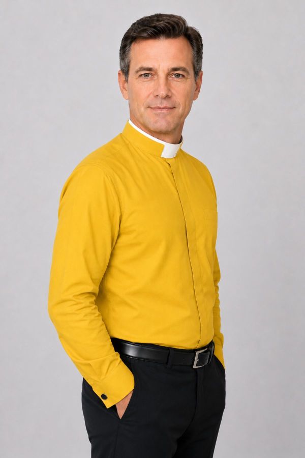 Opulent Gold Tonsure Collar Clergy Shirt for Priests