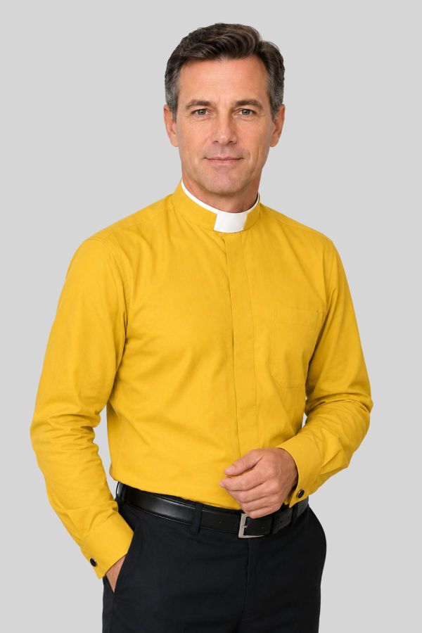 Opulent Gold Tonsure Collar Clergy Shirt for Priests