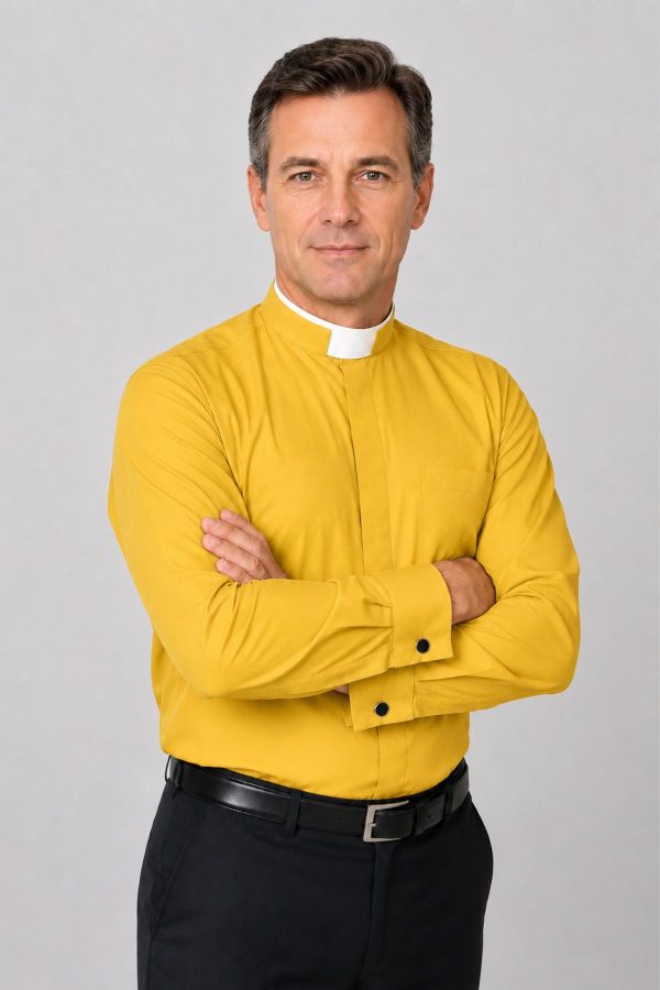 Opulent Gold Tonsure Collar Clergy Shirt for Priests