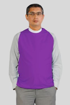 Distinguished Purple Clerical Rabat with Smooth Round Collar
