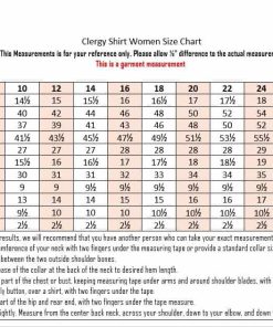 W Short Sleeve Clergy Shirt Size Chart