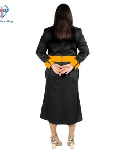 Women’s Clergy Dress Black With Gold Designer Buttons