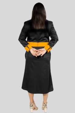 Women’s Clergy Dress Black with Golden Designer Button Look