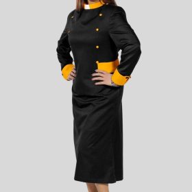 Black Clergy Dress with Golden Designer Button Look