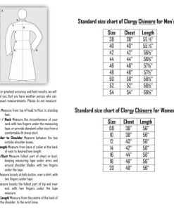 Men's & Womens Chimere Size Chart