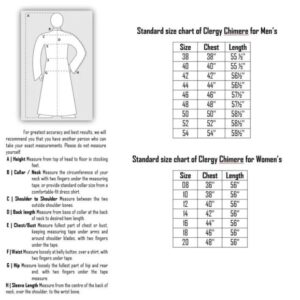 Men's & Womens Chimere Size Chart