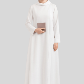 White V-Collar Clergy Attire for Female Ministers
