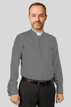 Gray Tonsure Collar Clergy Shirt
