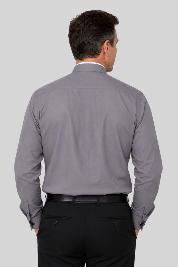 Gray Tonsure Collar Clergy Shirt for Deacons