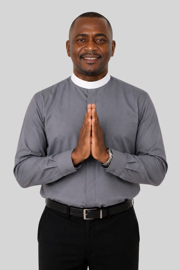 Neckband Gray Clergy Shirt for a Polished Look