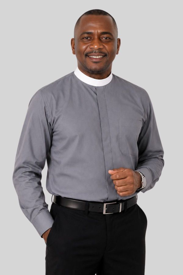 Neckband Gray Clergy Shirt for a Polished Look