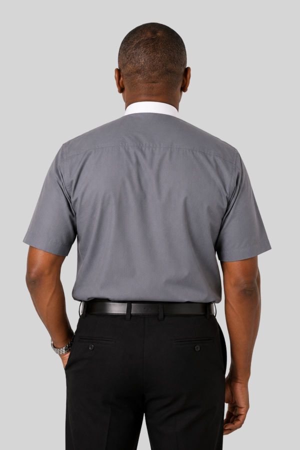 Neckband Gray Clergy Shirt for a Polished Look