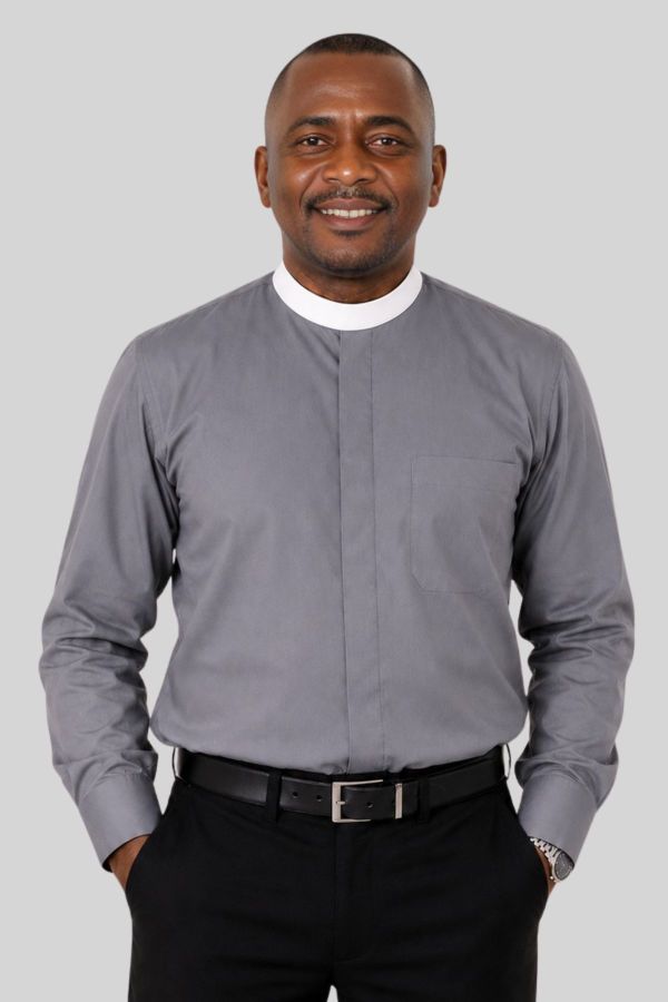Neckband Gray Clergy Shirt for a Polished Look