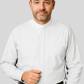 Professional-Grade Long Sleeve White Clergy Shirt