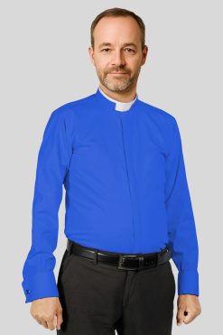 Royal Blue Tonsure Collar Clergy Shirt