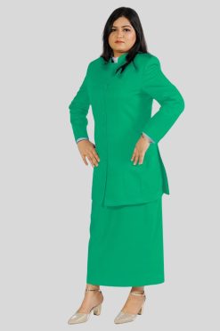 Skirt Jacket Set Set for Women in Green Two Piece