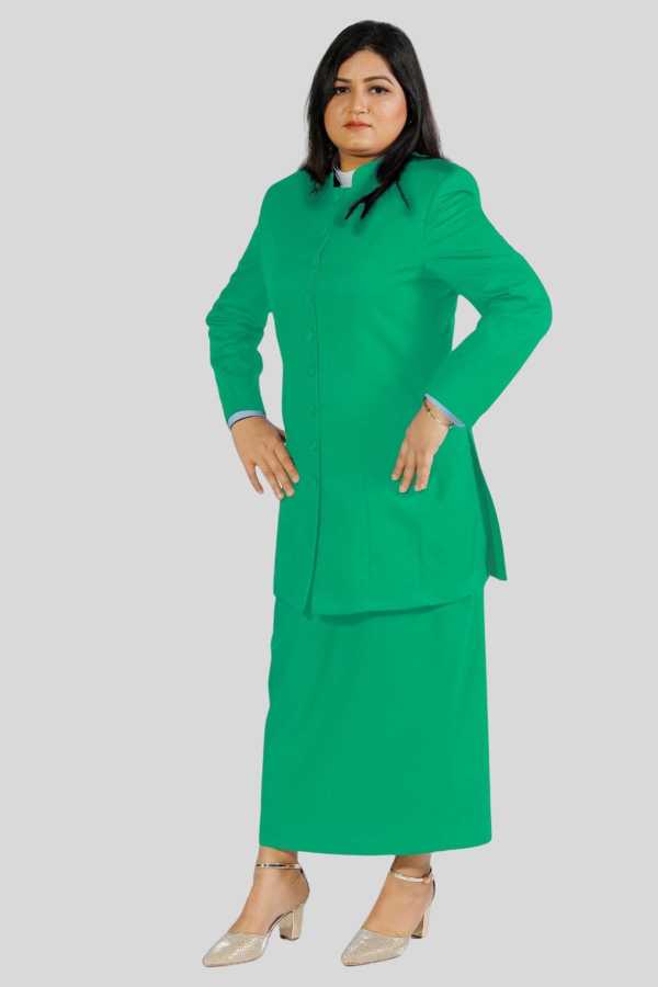 Skirt Jacket Set Set for Women in Green Two Piece