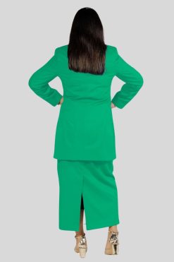 Skirt Jacket Set Set for Women in Green Two Piece