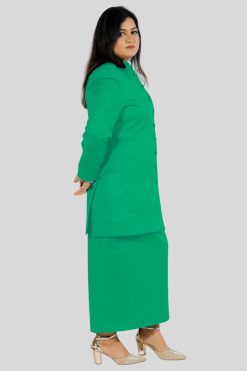 Skirt Jacket Set Set for Women in Green Two Piece