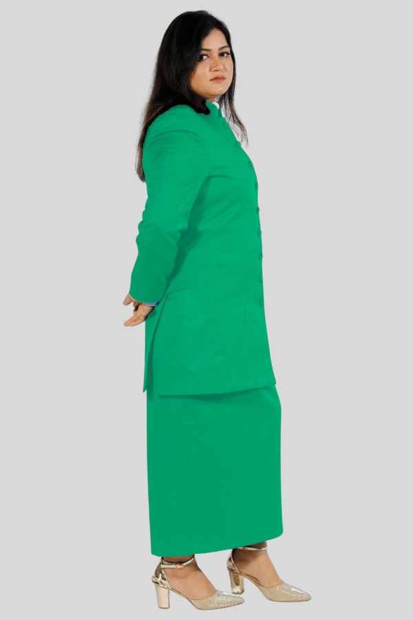 Skirt Jacket Set Set for Women in Green Two Piece
