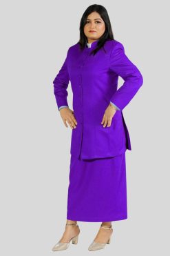 Stylish Two Piece Purple Clergy Dress Set for Women