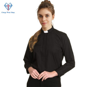 Women Clergy Shirt Black