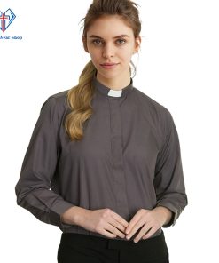 Women Clergy Shirt Black Dark Grey