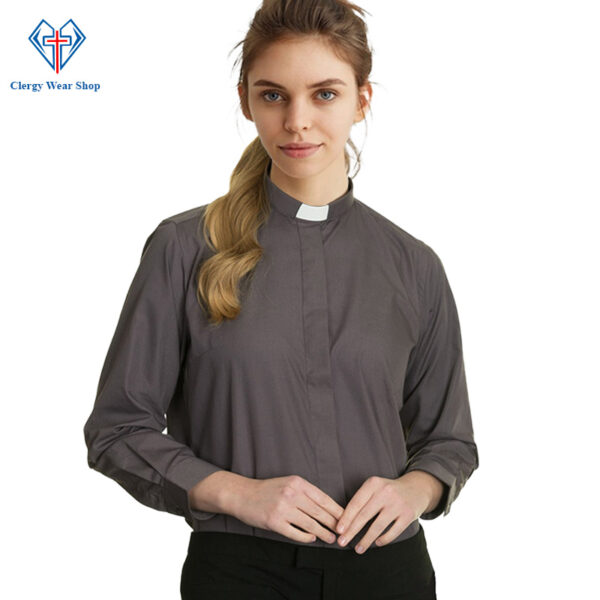 Women Clergy Shirt Black Dark Grey