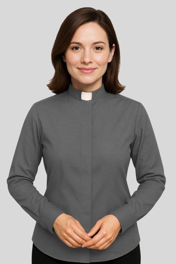 Women Clergy Shirt Gray