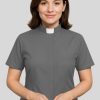 Women Clergy Shirt Gray with Tab Collar