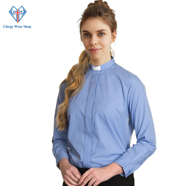 Women Clergy Shirt Light Blue