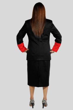 Black Skirt Suit for Women with Red Trim Detail