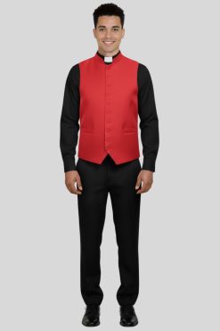 Black Clergy Vest with Purple Trim for Ministers