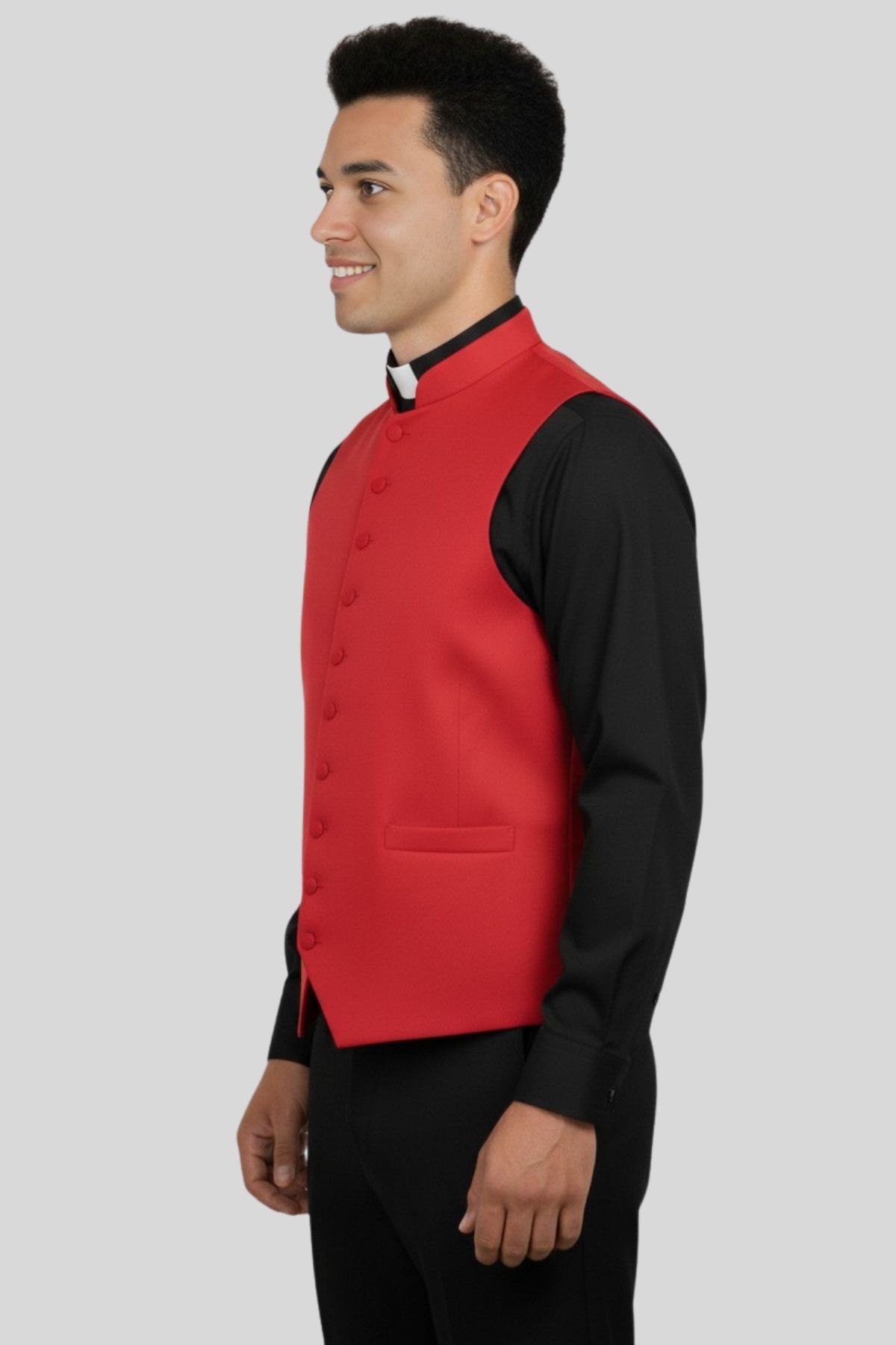 Bold Red Clergy Vest for Ceremonial Ministry Events (3) Black Clergy Vest with Purple Trim for Ministers