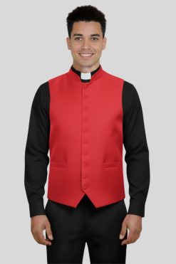 Black Clergy Vest with Purple Trim for Ministers