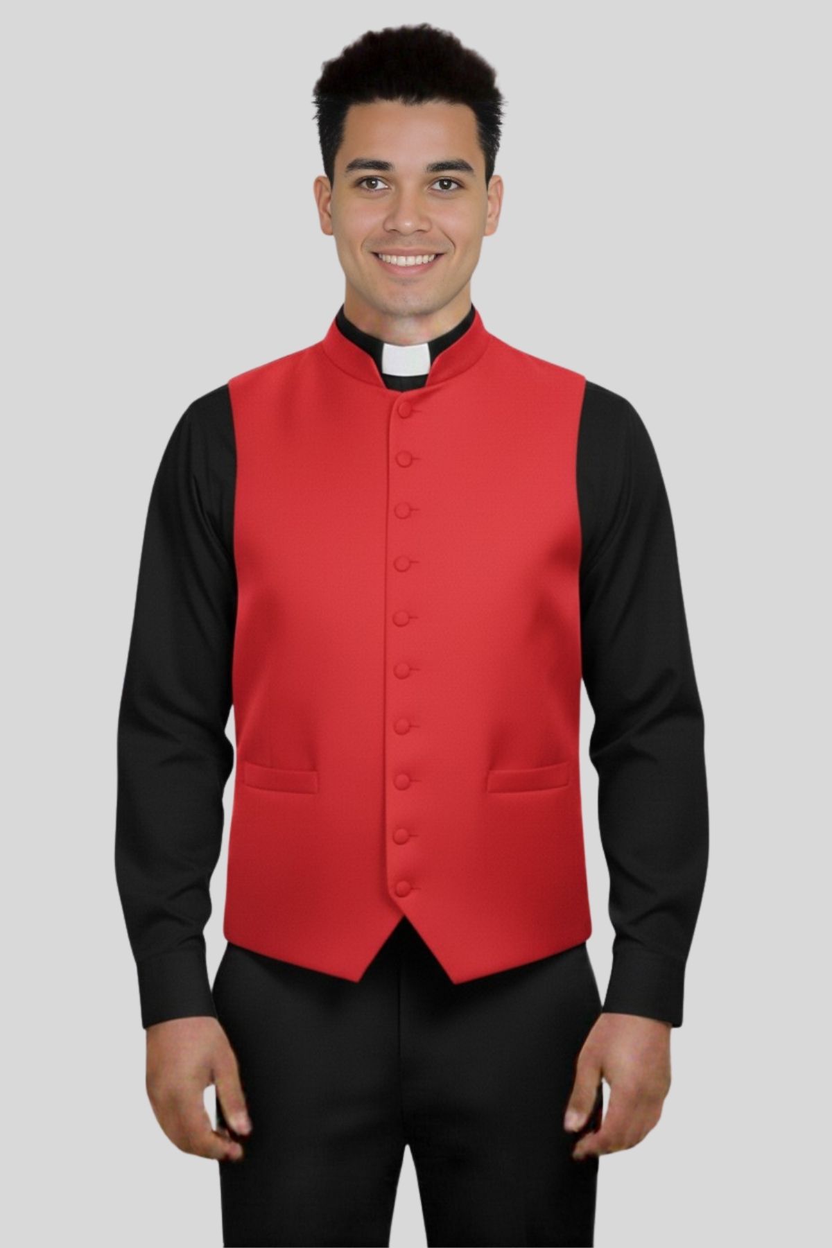 Bold Red Clergy Vest for Ceremonial Ministry Events (4) Black Clergy Vest with Purple Trim for Ministers