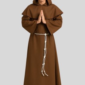 Medieval Monk Robe with Hood & Rope Belt Authentic Franciscan Style