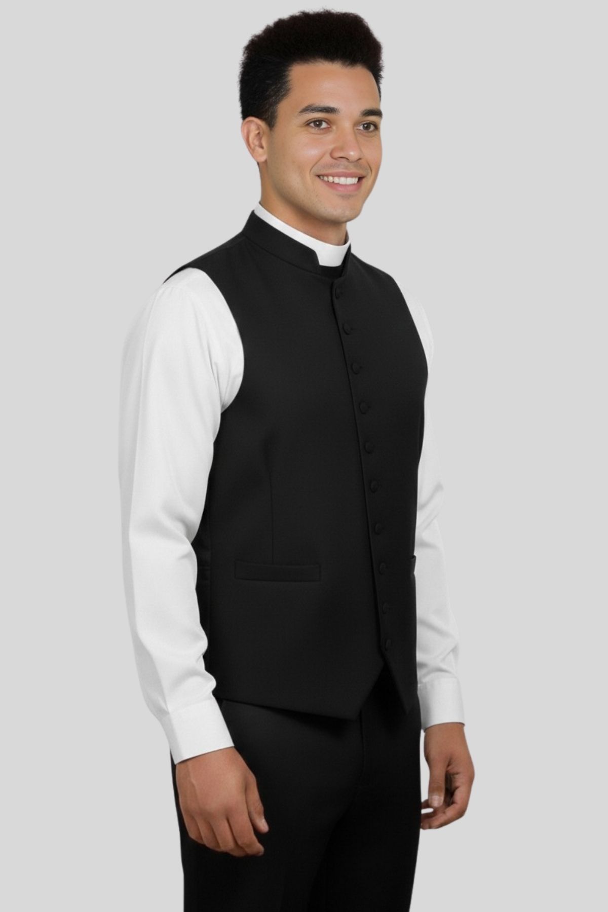 Traditional Black Clergy Vest for Formal Churchwear (3) Traditional Black Clergy Vest for Formal Churchwear