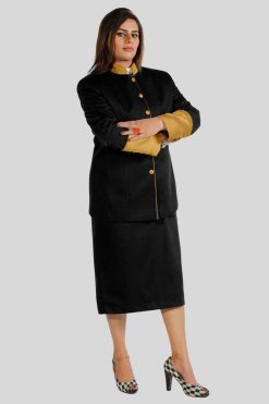 Womens Suit Skirt Black with Golden Accents