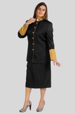 Womens Suit Skirt Black with Golden Accents