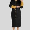 Womens Suit Skirt Black with Golden Accents