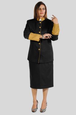 Womens Suit Skirt Black with Golden Accents