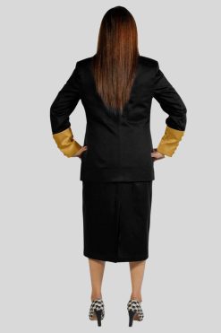 Womens Suit Skirt Black with Golden Accents