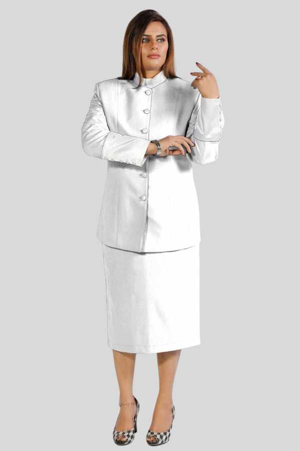 Womens White Skirt Suit for Church or Formal Wear
